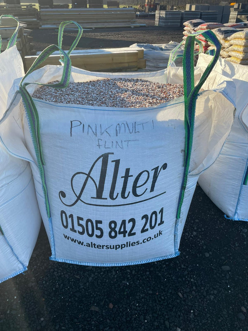 Bulk bag of Pink Multi Flint dashing (Canterbury Spar) 3-8mm