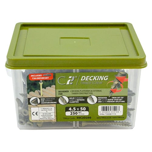Timco - C2 Deck-Fix TX20 CSK GRN TUB 4.5 x 50 - 250 PCS